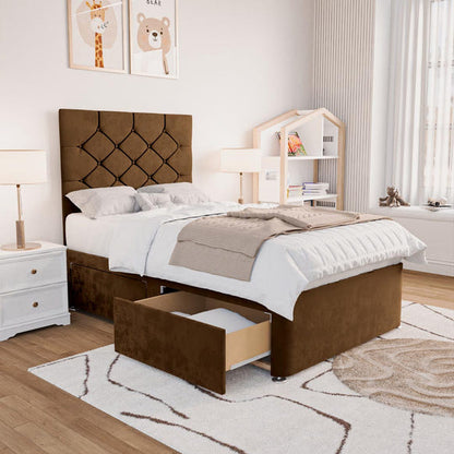 Seville Kids Chesterfield Divan Bed - Mocca Plush Velvet