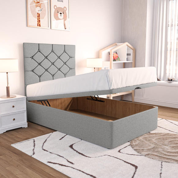 Seville Kids Chesterfield Ottoman Divan Bed - Silver Linoso
