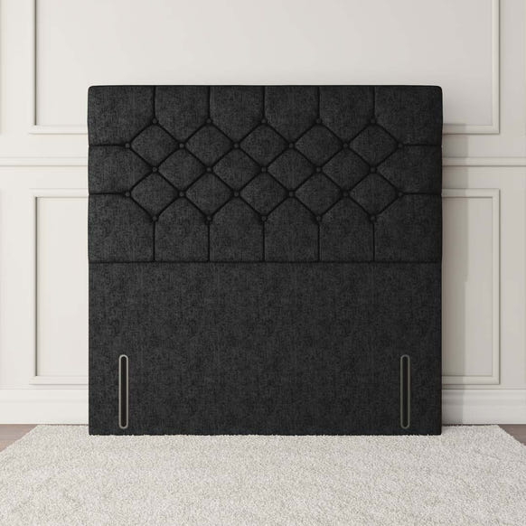 Suva Floor Standing Headboard - Black Chenille