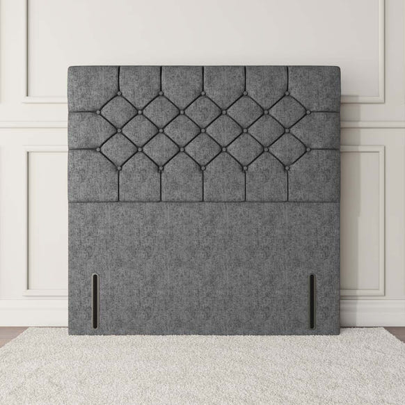 Suva Floor Standing Headboard - Silver Chenille
