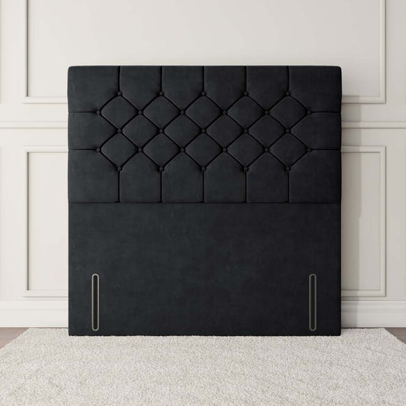 Suva Floor Standing Headboard - Black Plush Velvet