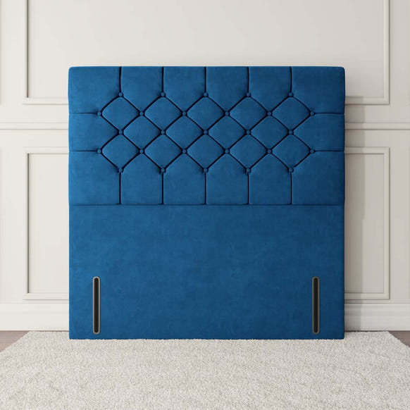Suva Floor Standing Headboard - Blue Plush Velvet