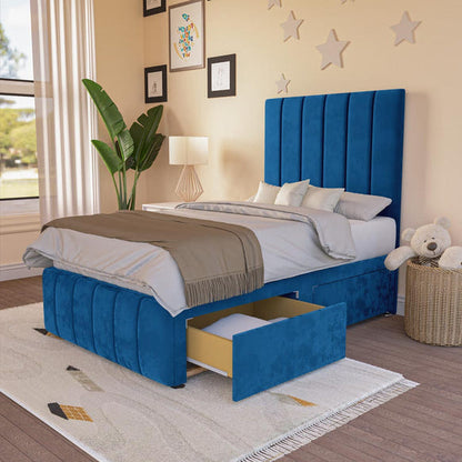Sydney Kids Divan Bed - Blue Plush Velvet