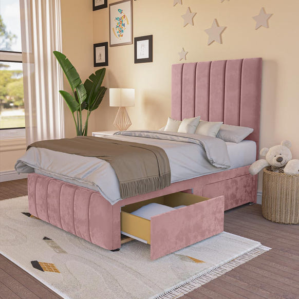 Sydney Kids Divan Bed - Pink Plush Velvet