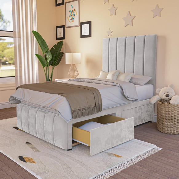 Sydney Kids Divan Bed - Silver Plush Velvet