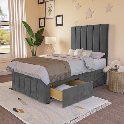 Sydney Kids Divan Bed - Steel Plush Velvet