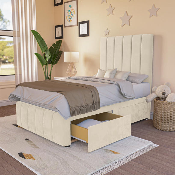 Sydney Kids Divan Bed - Cream Plush Velvet