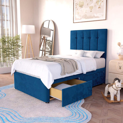 Prague Kids Divan Bed - Blue Plush Velvet