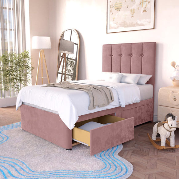 Prague Kids Divan Bed - Pink Plush Velvet