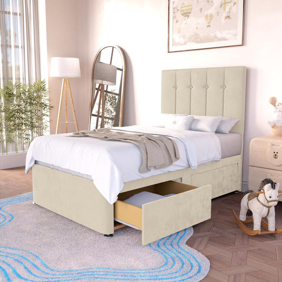 Tokyo Kids Divan Bed - Cream Plush Velvet