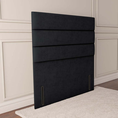Athens Floor Standing Headboard - Black Plush Velvet