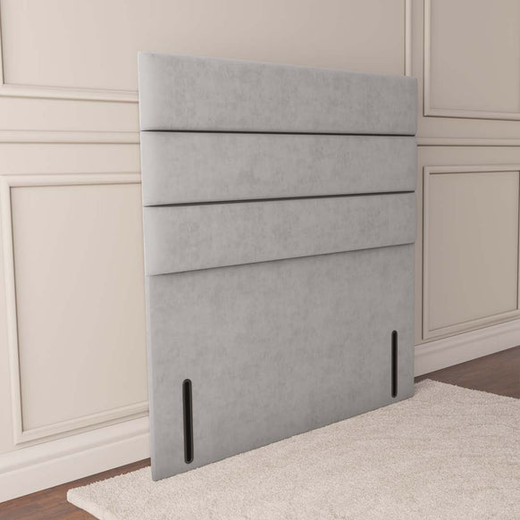 Athens Floor Standing Headboard - Silver Plush Velvet