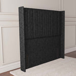 Cambridge Wingback Floor Standing Headboard - Black Chenille