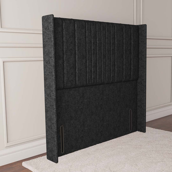 Cambridge Wingback Floor Standing Headboard - Black Chenille