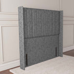 Cambridge Wingback Floor Standing Headboard - Silver Chenille