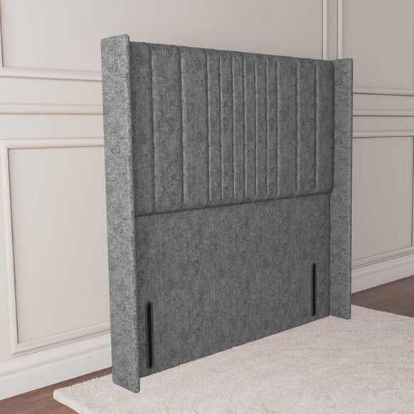 Cambridge Wingback Floor Standing Headboard - Silver Chenille