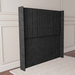 Cambridge Wingback Floor Standing Headboard - Black Naples