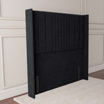 Cambridge Wingback Floor Standing Headboard - Black Plush Velvet