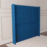 Cambridge Wingback Floor Standing Headboard - Blue Plush Velvet