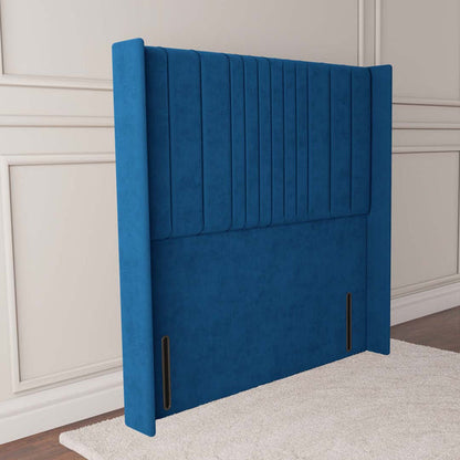 Cambridge Wingback Floor Standing Headboard - Blue Plush Velvet