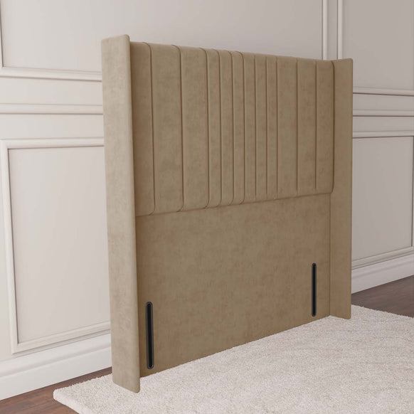 Cambridge Wingback Floor Standing Headboard - Mink Plush Velvet