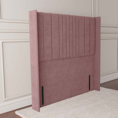 Cambridge Wingback Floor Standing Headboard - Pink Plush Velvet
