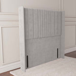 Cambridge Wingback Floor Standing Headboard - Silver Plush Velvet