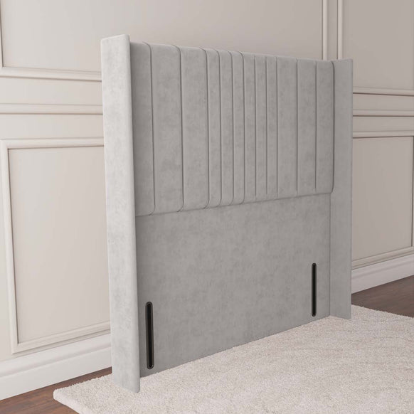 Cambridge Wingback Floor Standing Headboard - Silver Plush Velvet