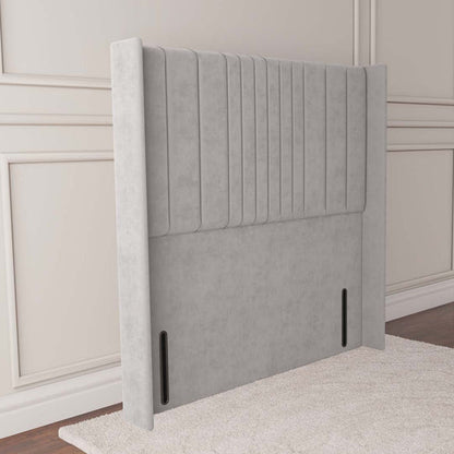 Cambridge Wingback Floor Standing Headboard - Silver Plush Velvet