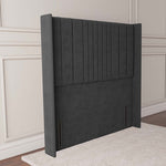 Cambridge Wingback Floor Standing Headboard - Steel Plush Velvet