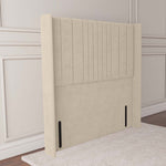 Cambridge Wingback Floor Standing Headboard - Cream Plush Velvet
