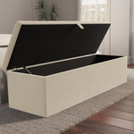 Cambridge Ottoman Storage Box - Cream Plush Velvet