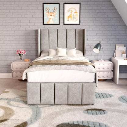 Cidra Kids Wingback Divan Bed - Seal Grey Naples