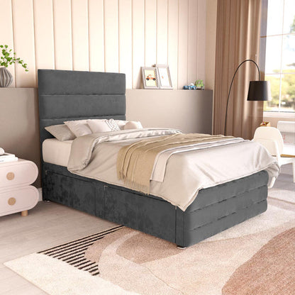 Havana Kids Divan Bed - Steel Plush Velvet