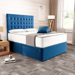 Kingston Divan Bed - Blue Plush Velvet