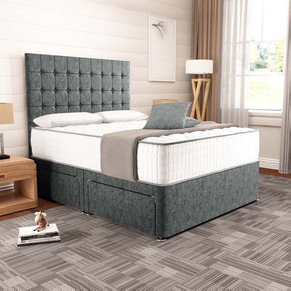 Kingston Divan Bed - Charcoal Chenille