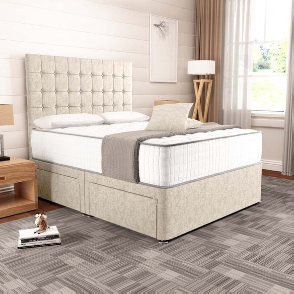 Kingston Divan Bed - Cream Chenille