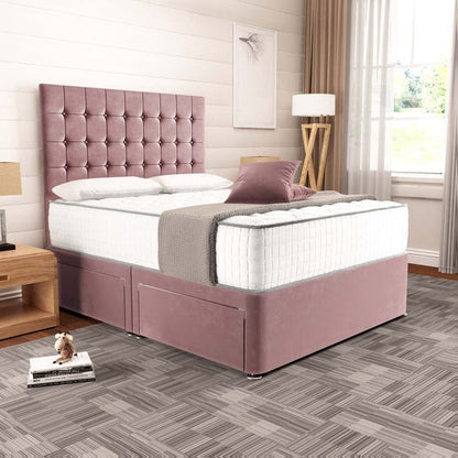 Kingston Divan Bed - Pink Plush Velvet