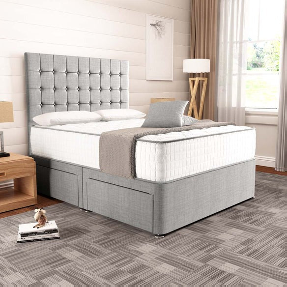 Kingston Divan Bed - Silver Linoso