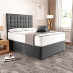 Kingston Divan Bed - Steel Plush Velvet