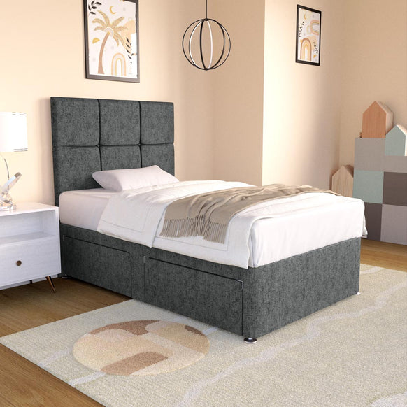 Lima Kids Divan Bed - Charcoal Chenille