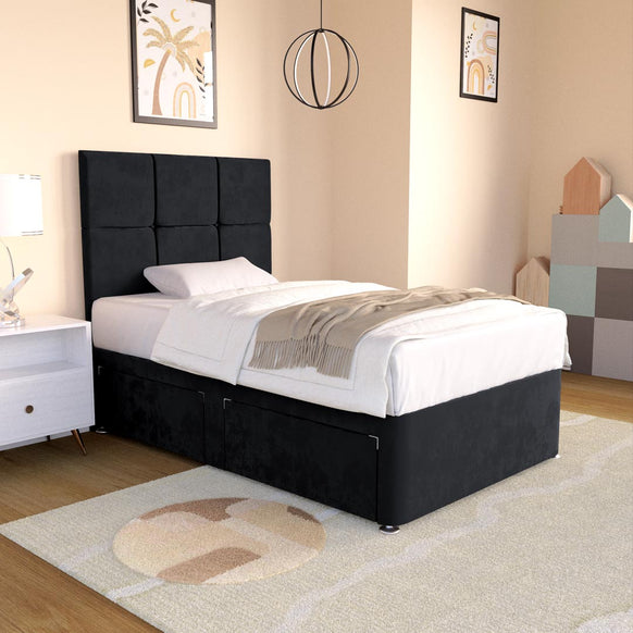 Lima Kids Divan Bed - Black Plush Velvet