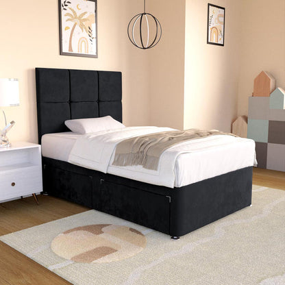 Lima Kids Divan Bed - Black Plush Velvet