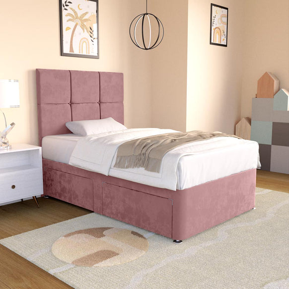 Lima Kids Divan Bed - Pink Plush Velvet