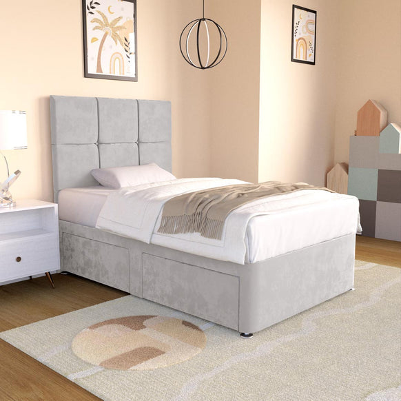 Lima Kids Divan Bed - Silver Plush Velvet