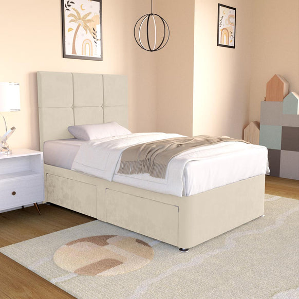 Lima Kids Divan Bed - Cream Plush Velvet