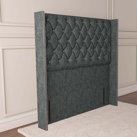 Luxor Wingback Floor Standing Headboard - Charcoal Chenille