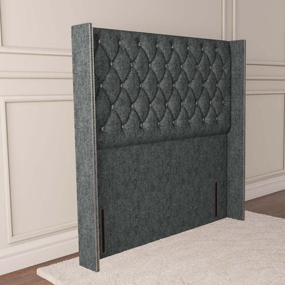 Luxor Wingback Floor Standing Headboard - Charcoal Chenille