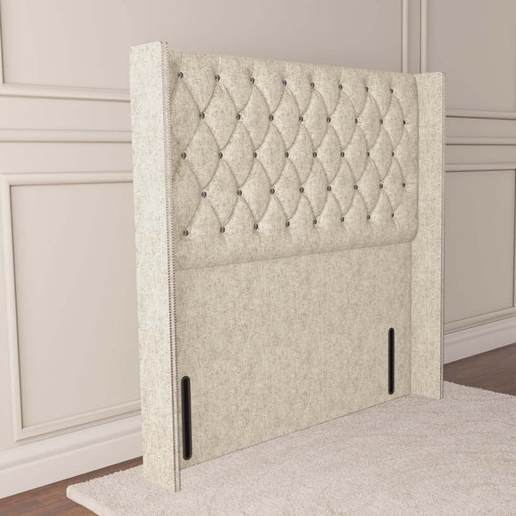 Luxor Wingback Floor Standing Headboard - Cream Chenille