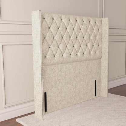 Luxor Wingback Floor Standing Headboard - Cream Chenille